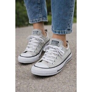 Converse Chuck Taylor All Star Gray Low Top Sneakers Canvas Lace-Up Casual...